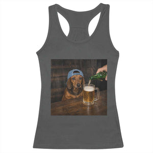 Wiener Dog Drinking Beer Funny Dachshund Lover Racerback Tank Top
