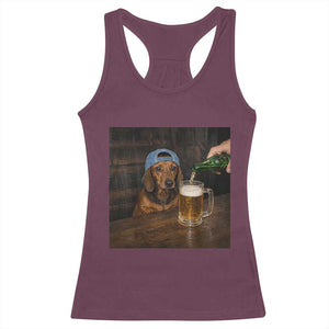 Wiener Dog Drinking Beer Funny Dachshund Lover Racerback Tank Top