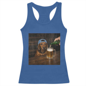 Wiener Dog Drinking Beer Funny Dachshund Lover Racerback Tank Top