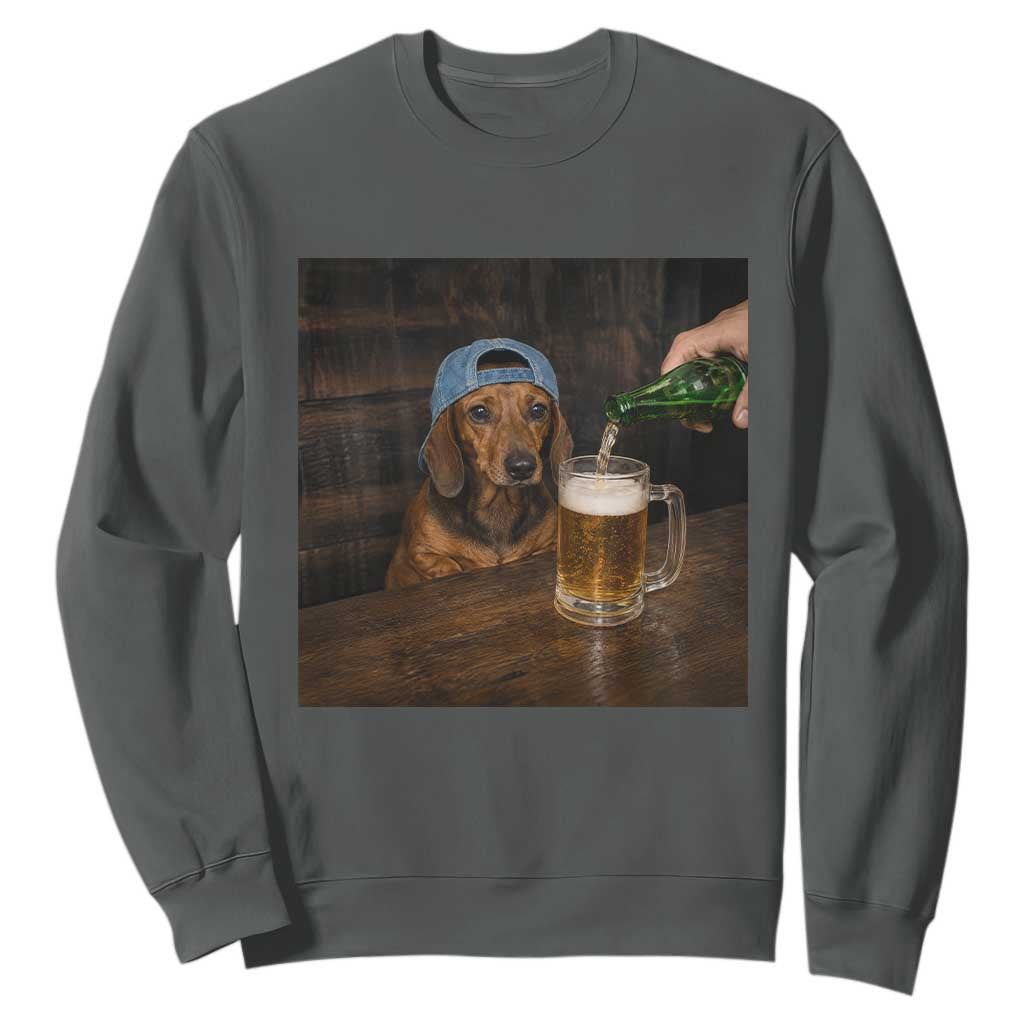 Wiener Dog Drinking Beer Funny Dachshund Lover Sweatshirt