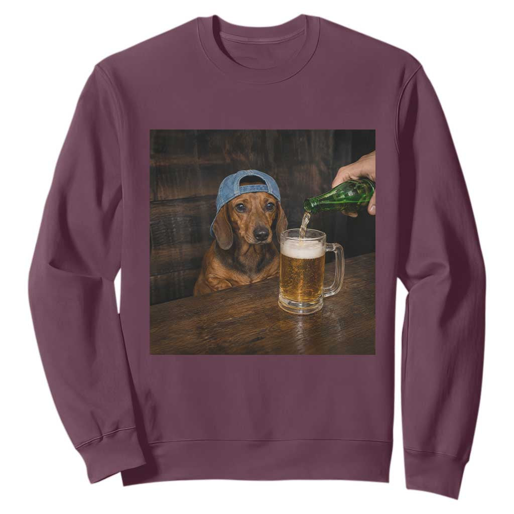 Wiener Dog Drinking Beer Funny Dachshund Lover Sweatshirt