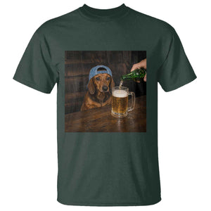 Wiener Dog Drinking Beer Funny Dachshund Lover T Shirt