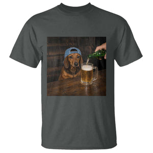 Wiener Dog Drinking Beer Funny Dachshund Lover T Shirt