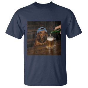 Wiener Dog Drinking Beer Funny Dachshund Lover T Shirt