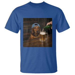 Wiener Dog Drinking Beer Funny Dachshund Lover T Shirt