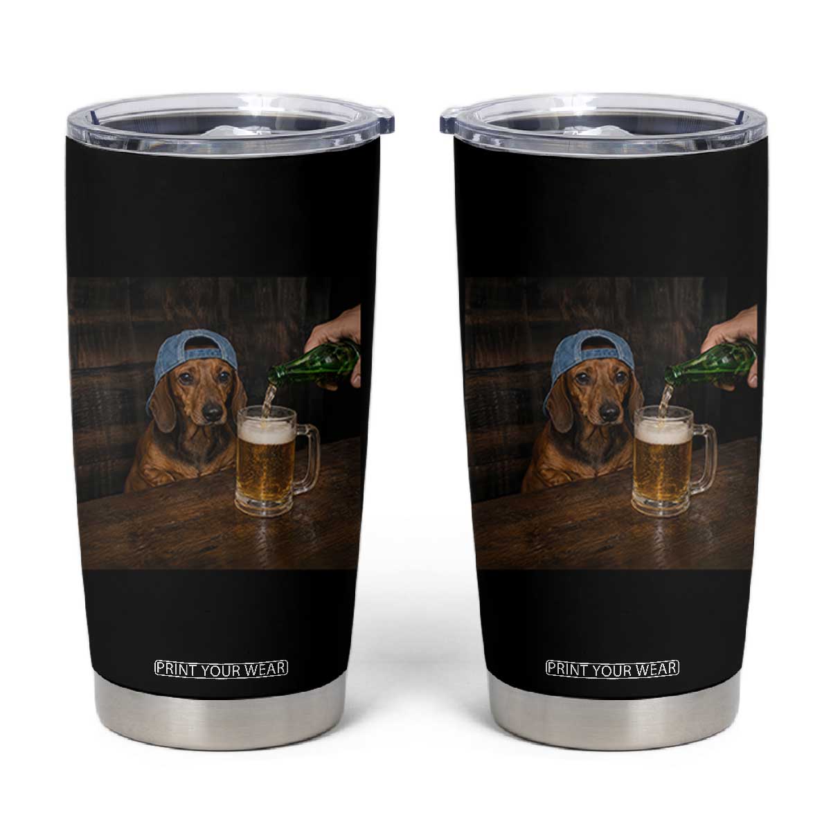 Wiener Dog Drinking Beer Funny Dachshund Lover Tumbler Cup