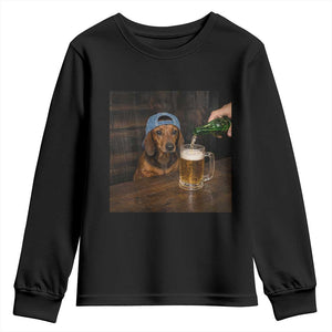Wiener Dog Drinking Beer Funny Dachshund Lover Youth Sweatshirt