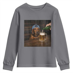 Wiener Dog Drinking Beer Funny Dachshund Lover Youth Sweatshirt