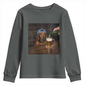 Wiener Dog Drinking Beer Funny Dachshund Lover Youth Sweatshirt