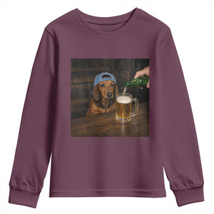 Wiener Dog Drinking Beer Funny Dachshund Lover Youth Sweatshirt