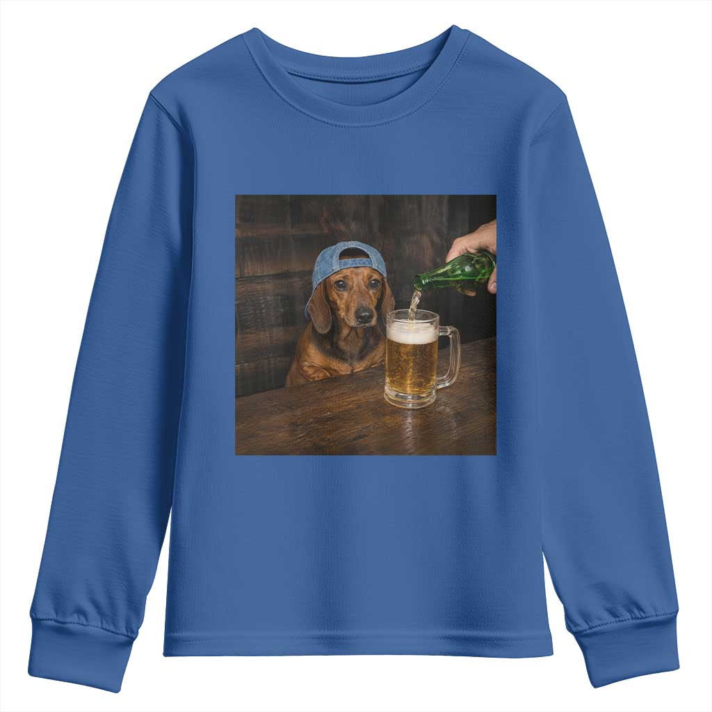 Wiener Dog Drinking Beer Funny Dachshund Lover Youth Sweatshirt