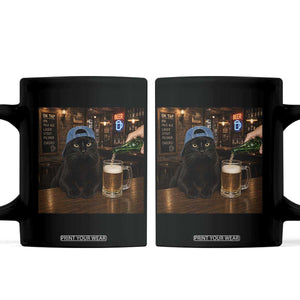 Black Cat Drinking Beer Funny Kitten Meme Coffee Mug