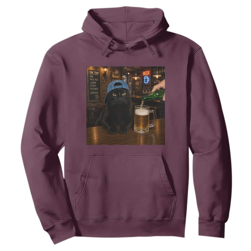 Black Cat Drinking Beer Funny Kitten Meme Hoodie