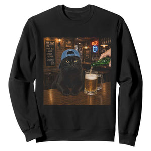 Black Cat Drinking Beer Funny Kitten Meme Sweatshirt