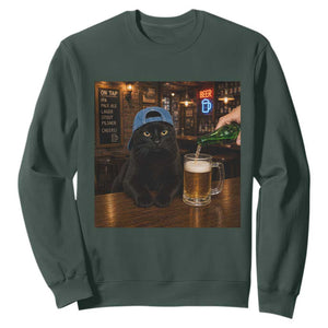 Black Cat Drinking Beer Funny Kitten Meme Sweatshirt