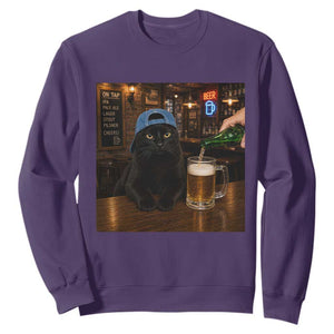 Black Cat Drinking Beer Funny Kitten Meme Sweatshirt