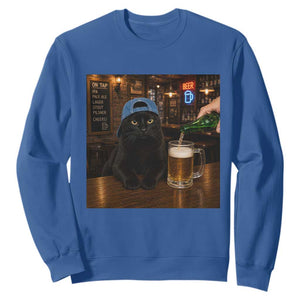 Black Cat Drinking Beer Funny Kitten Meme Sweatshirt