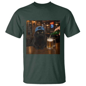 Black Cat Drinking Beer Funny Kitten Meme T Shirt