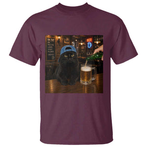 Black Cat Drinking Beer Funny Kitten Meme T Shirt
