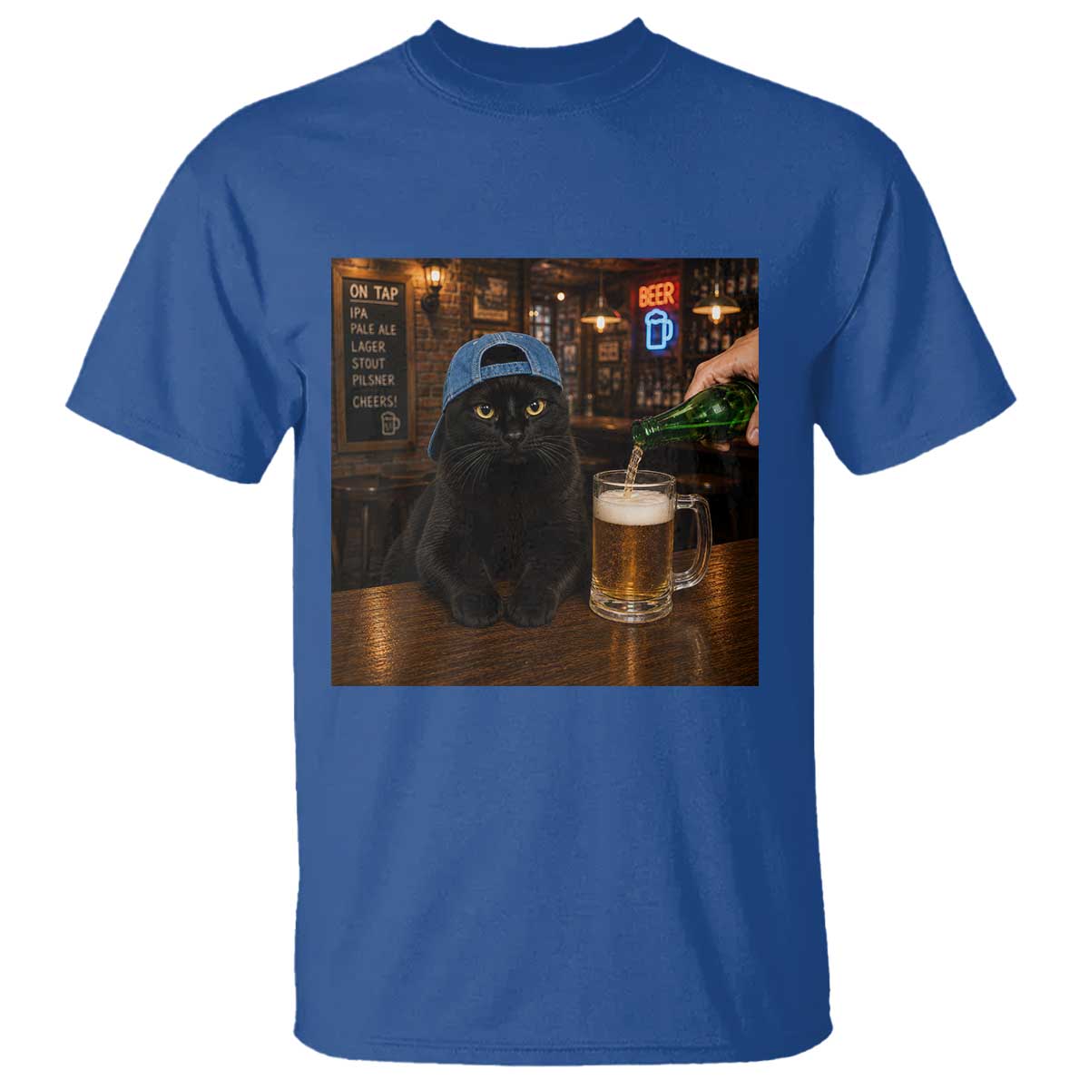 Black Cat Drinking Beer Funny Kitten Meme T Shirt