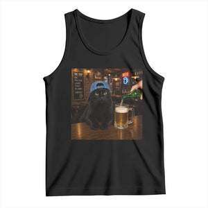 Black Cat Drinking Beer Funny Kitten Meme Tank Top