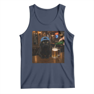 Black Cat Drinking Beer Funny Kitten Meme Tank Top