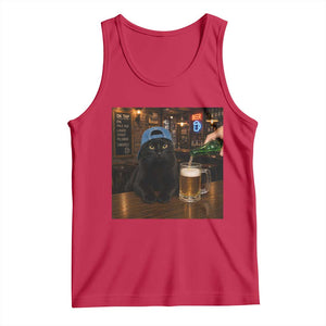 Black Cat Drinking Beer Funny Kitten Meme Tank Top