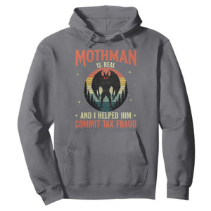 Funny Mothman Is Real And I Helped Him Commit Tax Fraud Hoodie Retro Cryptid Cryptozoology TS11 Charcoal Print Your Wear