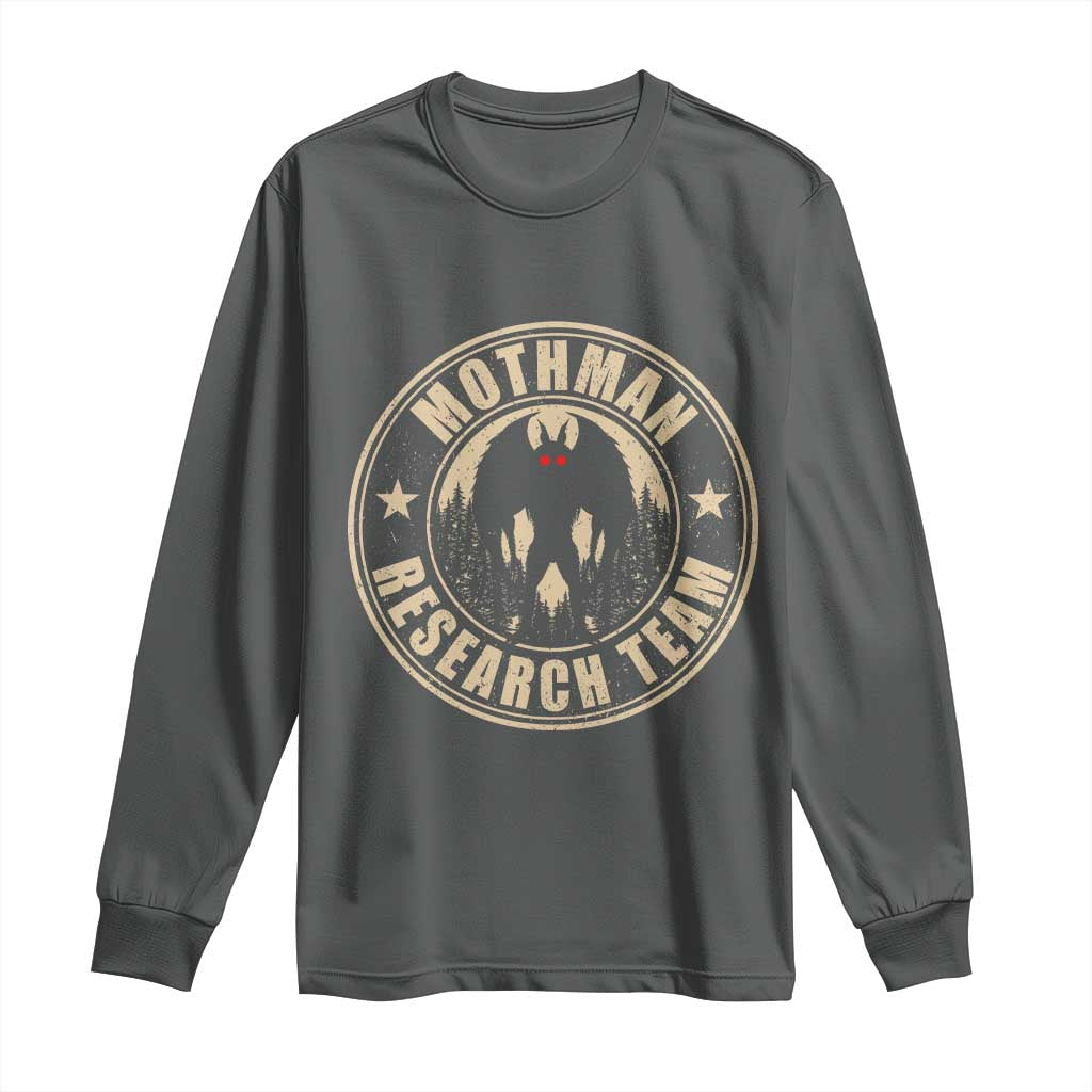 Funny Mothman Research Team Long Sleeve Shirt Cryptozoology Cryptid Hunting TS11 Dark Heather Print Your Wear