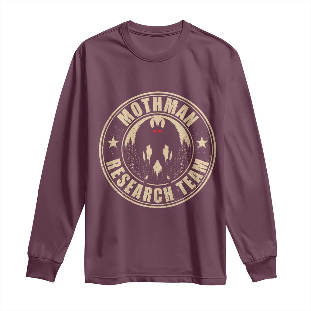 Funny Mothman Research Team Long Sleeve Shirt Cryptozoology Cryptid Hunting TS11 Maroon Print Your Wear