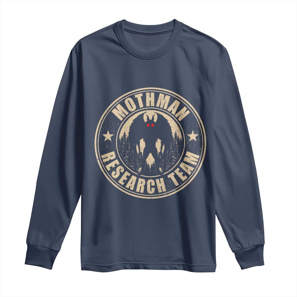 Funny Mothman Research Team Long Sleeve Shirt Cryptozoology Cryptid Hunting TS11 Navy Print Your Wear