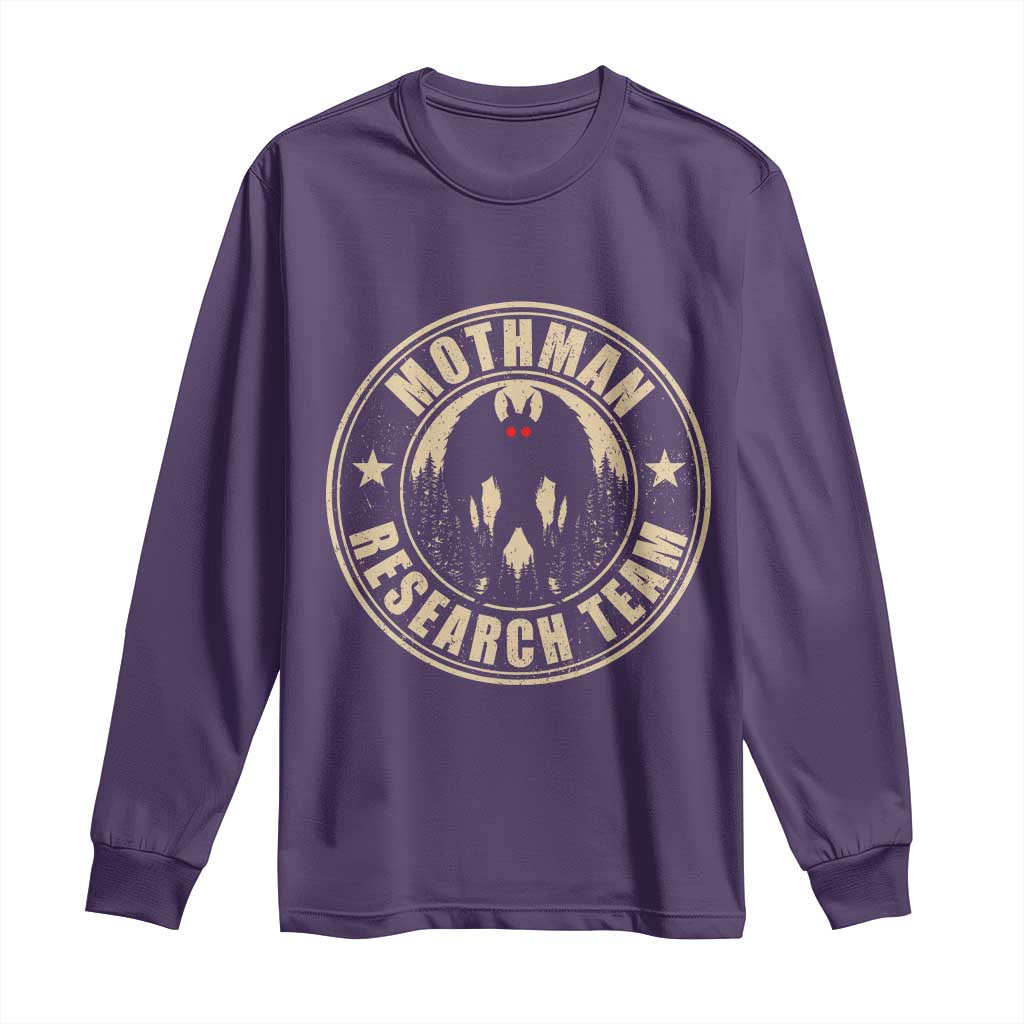 Funny Mothman Research Team Long Sleeve Shirt Cryptozoology Cryptid Hunting TS11 Purple Print Your Wear