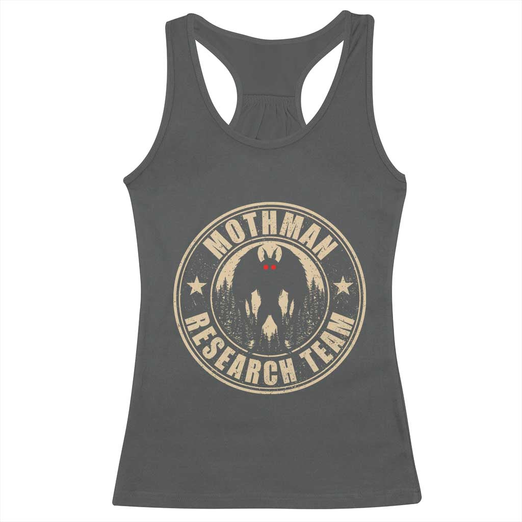 Funny Mothman Research Team Racerback Tank Top Cryptozoology Cryptid Hunting TS11 Dark Heather Print Your Wear