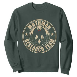 Funny Mothman Research Team Sweatshirt Cryptozoology Cryptid Hunting TS11 Dark Forest Green Print Your Wear