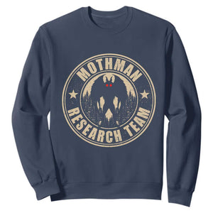 Funny Mothman Research Team Sweatshirt Cryptozoology Cryptid Hunting TS11 Navy Print Your Wear
