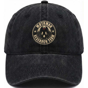 Funny Mothman Research Team Washed Cotton Baseball Cap Cryptozoology Cryptid Hunting TS11 Print Your Wear