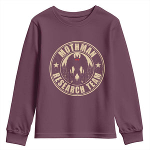 Funny Mothman Research Team Youth Sweatshirt Cryptozoology Cryptid Hunting TS11 Maroon Print Your Wear