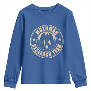 Funny Mothman Research Team Youth Sweatshirt Cryptozoology Cryptid Hunting TS11 Royal Blue Print Your Wear