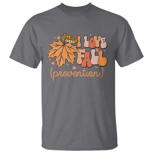 Fall Physical Therapy T Shirt I Love Fall Prevention Retro Groove Maple Leaf Nuts TS11 Charcoal Print Your Wear