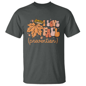 Fall Physical Therapy T Shirt I Love Fall Prevention Retro Groove Maple Leaf Nuts TS11 Dark Heather Print Your Wear