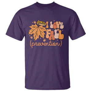 Fall Physical Therapy T Shirt I Love Fall Prevention Retro Groove Maple Leaf Nuts TS11 Purple Print Your Wear