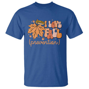 Fall Physical Therapy T Shirt I Love Fall Prevention Retro Groove Maple Leaf Nuts TS11 Royal Blue Print Your Wear