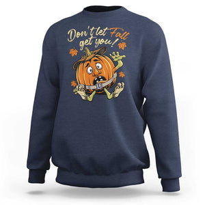 Funny Fall Physical Therapy Sweatshirt Don't Let Fall Get You Pumpkin Safety Belt Maple Leaf TS11 Navy Print Your Wear