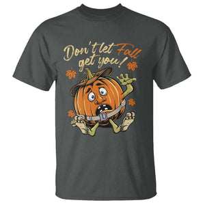 Funny Fall Physical Therapy T Shirt Don't Let Fall Get You Pumpkin Safety Belt Maple Leaf TS11 Dark Heather Print Your Wear