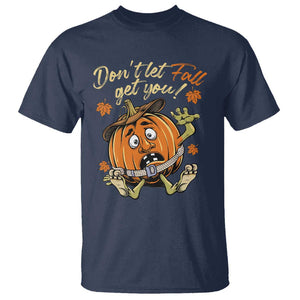 Funny Fall Physical Therapy T Shirt Don't Let Fall Get You Pumpkin Safety Belt Maple Leaf TS11 Navy Print Your Wear