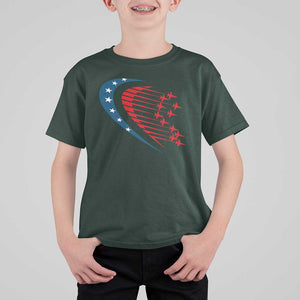 Patriotic T Shirt For Kid American Flag Fighter Jets Airplane 4th Of July TS11 Dark Forest Green Print Your Wear