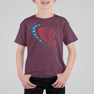 Patriotic T Shirt For Kid American Flag Fighter Jets Airplane 4th Of July TS11 Maroon Print Your Wear