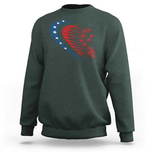 Patriotic Sweatshirt American Flag Fighter Jets Airplane 4th Of July TS11 Dark Forest Green Print Your Wear