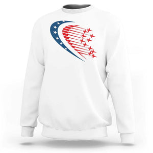 Patriotic Sweatshirt American Flag Fighter Jets Airplane 4th Of July TS11 White Print Your Wear