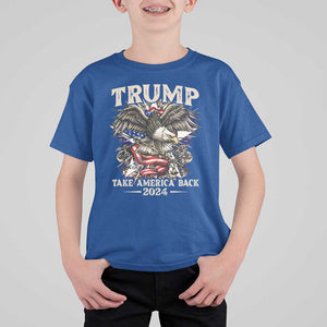 Trump Supporter T Shirt For Kid Trump Take America Back 2024 Eagle Vintage American Flag TS11 Royal Blue Print Your Wear